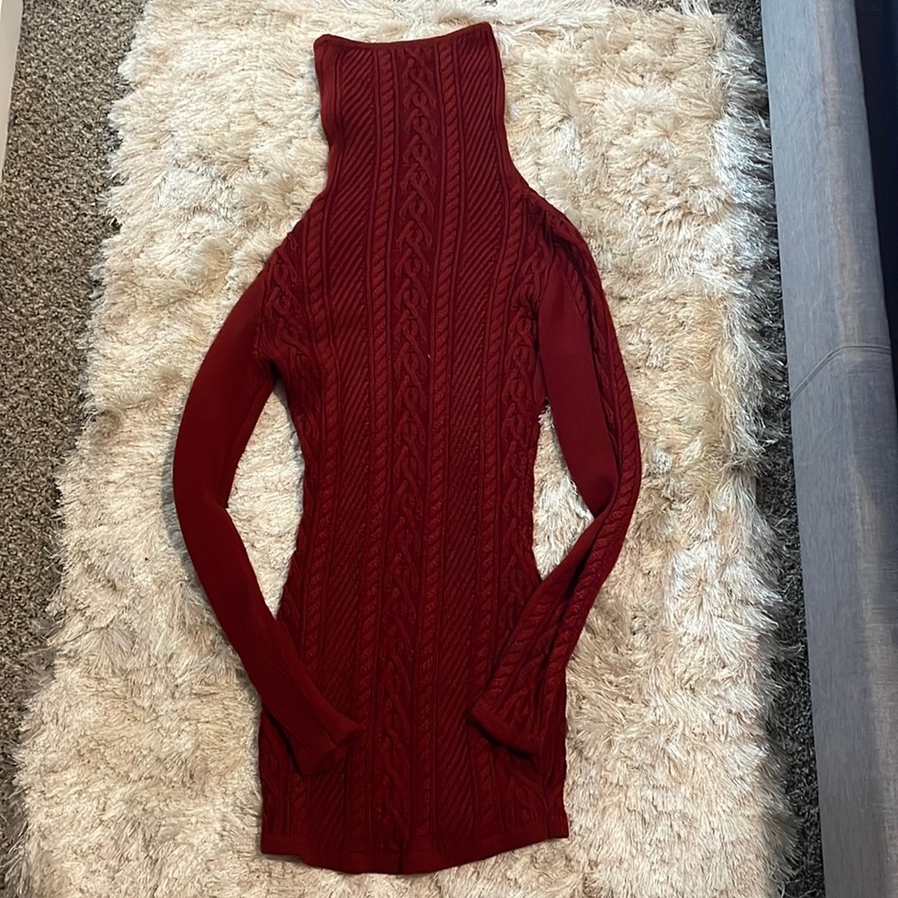 Long sleeve red sweater dress